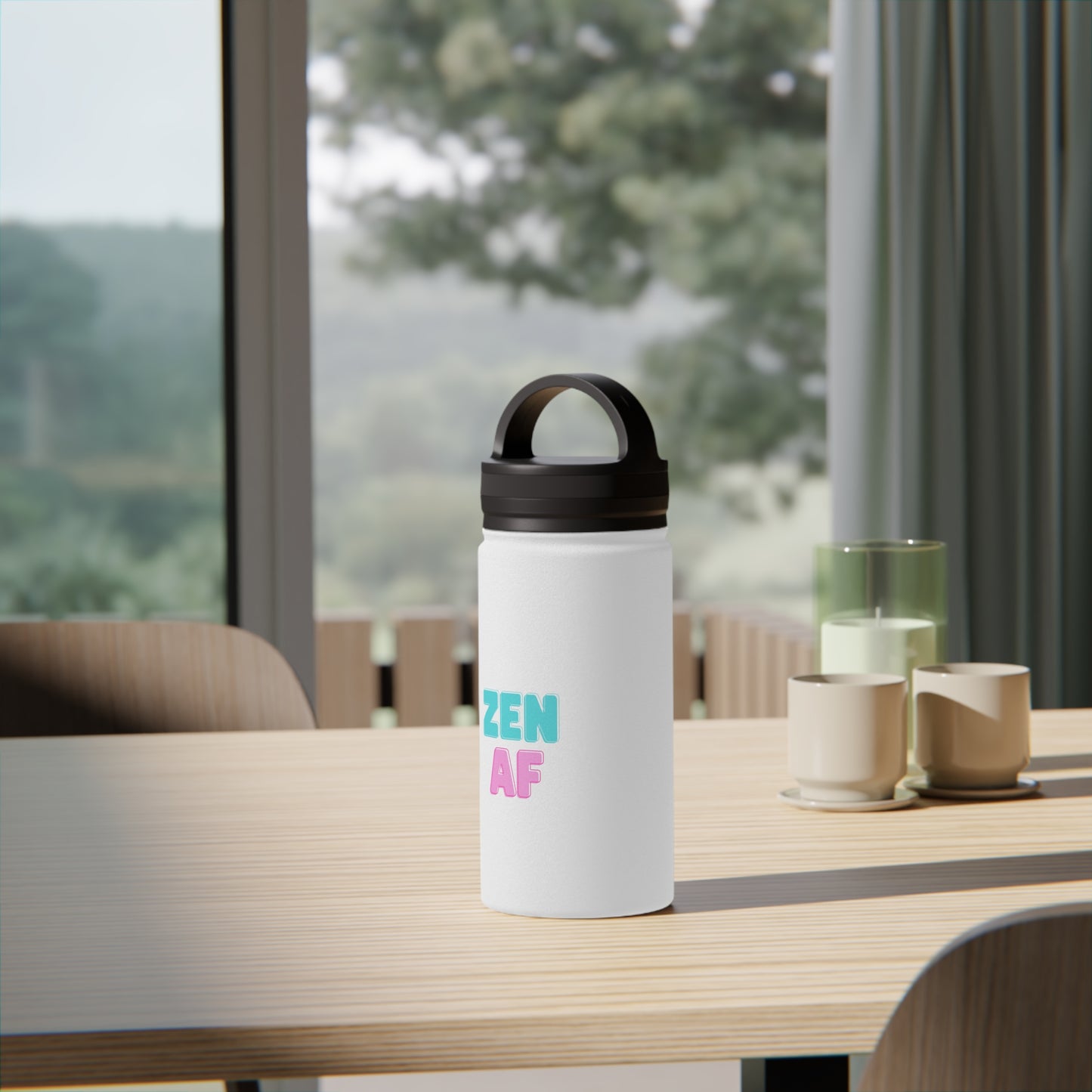 Zen and Fit Stainless Steel Water Bottle, Handle Lid