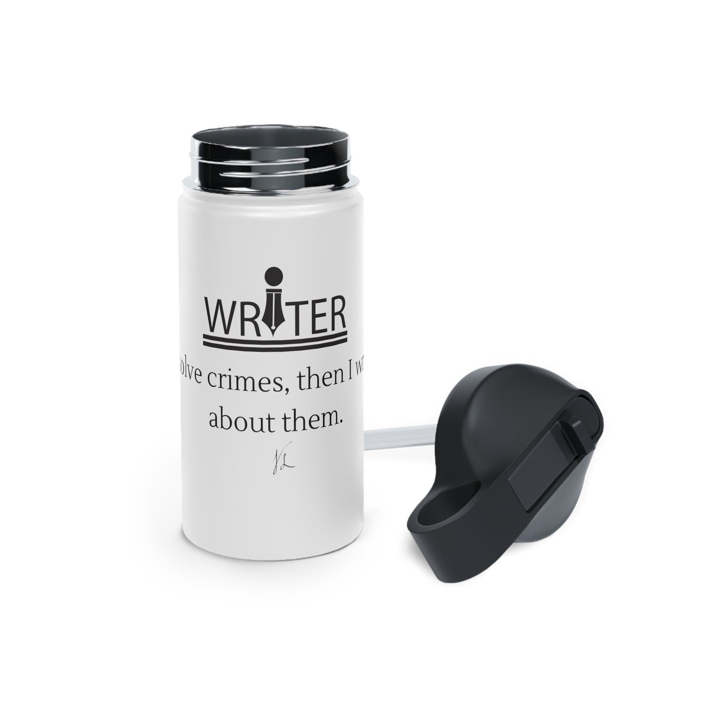 Writer's Thirst Quencher -- Stainless Steel Water Bottle, Standard Lid